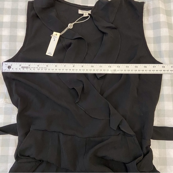 Max Studio black wrap jumpsuit sleeveless wide legs flair woven v neck small - Picture 14 of 16